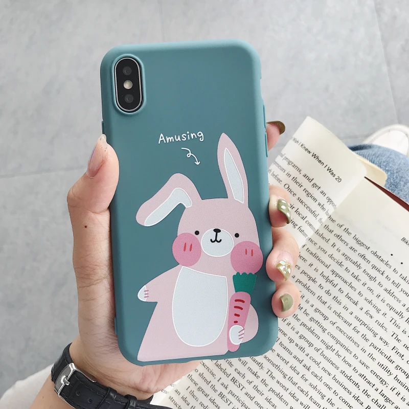 Чехол для мобильного телефона с мультяшным медведем и кроликом iPhone Xs XR Max 6s 7 8 Plus