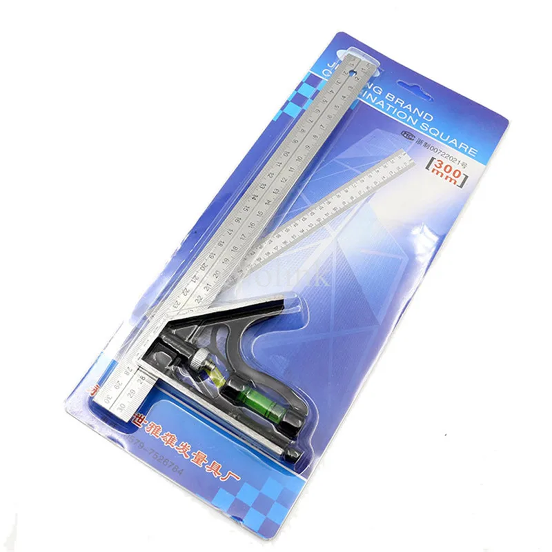 Professional Combination Square Protractor Set Angle Measuring Tool Blue