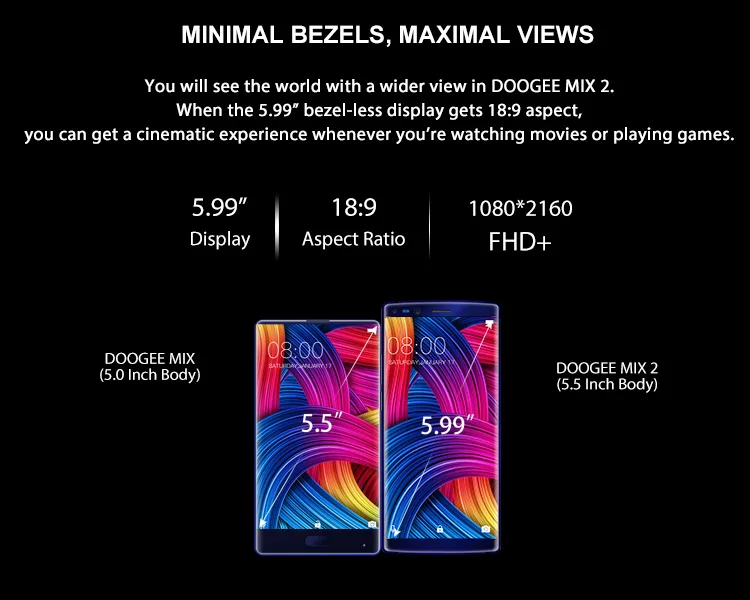 DOOGEE MIX 2 6GB RAM 128GB ROM MTK Helio P25 2.5GHz Octa Core 5.99 Inch Bezel-less FHD+ Screen Quad Camera Android 7.1 4G LTE Smartphone