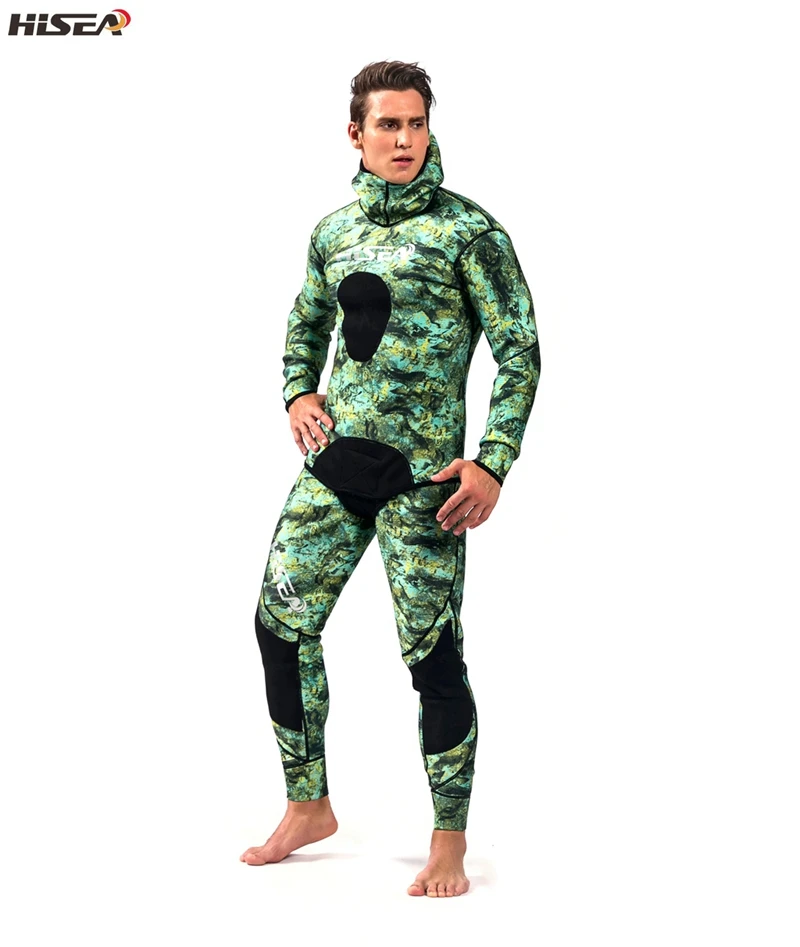 Hisea 1,5 мм Мужской Камуфляжный костюм для дайвинга YAMAMOTO SCR неопреновый костюм для подводной охоты теплый с капюшоном свободный Гладкий гидрокостюм для голени