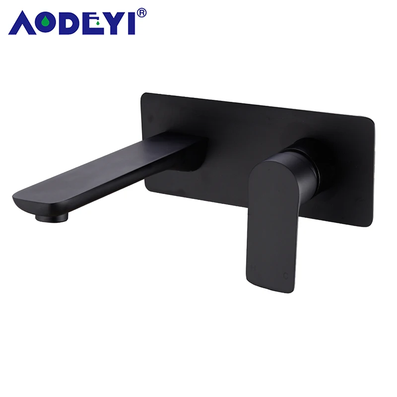Black AODEYI латунь скрытый для ванны смеситель кран Однорычажный одно отверстие настенная раковина смеситель черный или хромированный, 12-051 - Цвет: Black