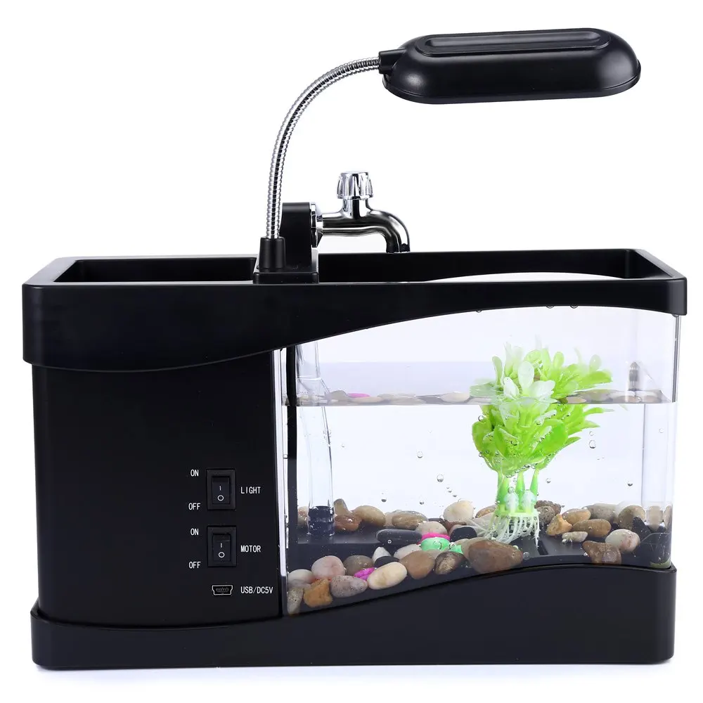 2016 New USB Mini Fish Tank Desktop Electronic Aquarium Fish Tank with