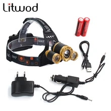 16 9000lm zoomable Headlight XM-L 3T6 LED Head lamp 4 Modes Headlamp Lantern Hunting Head Flashlight+Car Charger+Battery+USB+Box