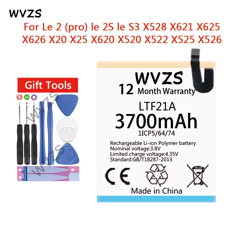 Wvzs 3700 мА/ч Батарея LTF21A для Letv leEco Le 2 (pro) le 2S S3 X528 X621 X625 X626 X20 X25 X620 X520 X522 X525 X526 |