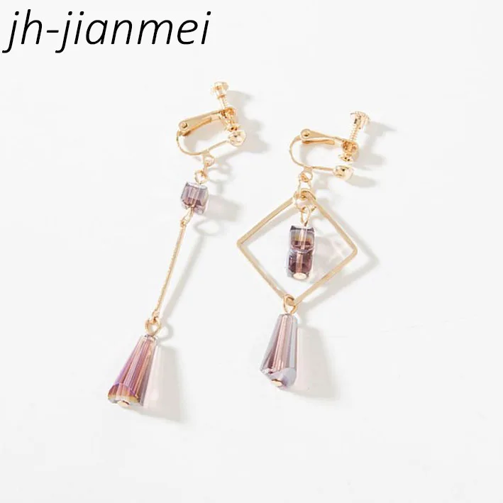 

Earrings Simple Simple Square Personality Beads Asymmetric Earrings Temperament Ear Hook Long Flower Simple Shell