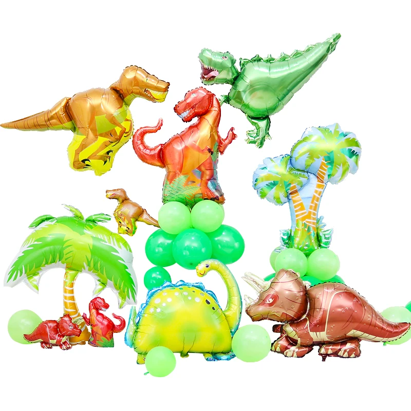 

Big Dinosaur Foil Balloons Tyrannosaurus Rex Velociraptor Triceratops Jurassic World Walking Animal Birthday Party Decorations