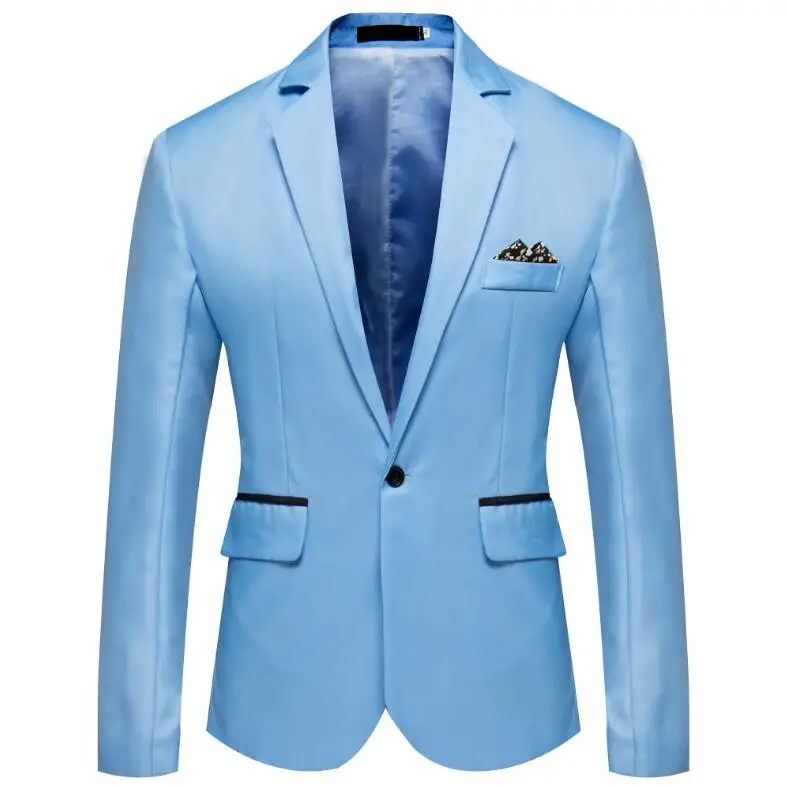 Новинка весны, мужской красивый маленький костюм для молодых студентов, приталенный Блейзер, мужской модный деловой Повседневный Блейзер Terno Masculino - Цвет: sky blue