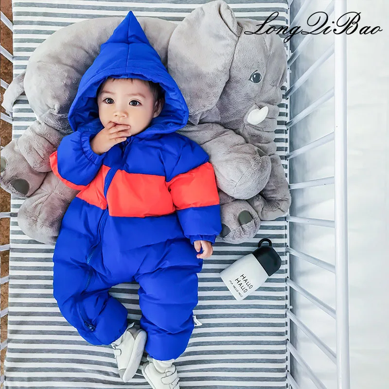 

Baby thickened one-piece clothes winter wear 3-9 months newborn hand padded cotton jacket 01 2 year old male baby warm romper