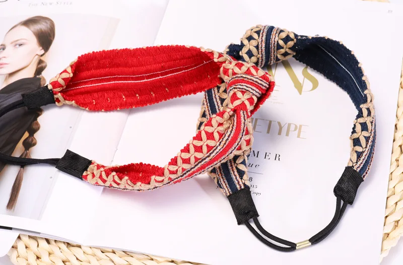 Knitting National Style Knot Heads For Women Korea Hair Accessories For Girls Hair Band Bows Flower Hairband Head Wrap