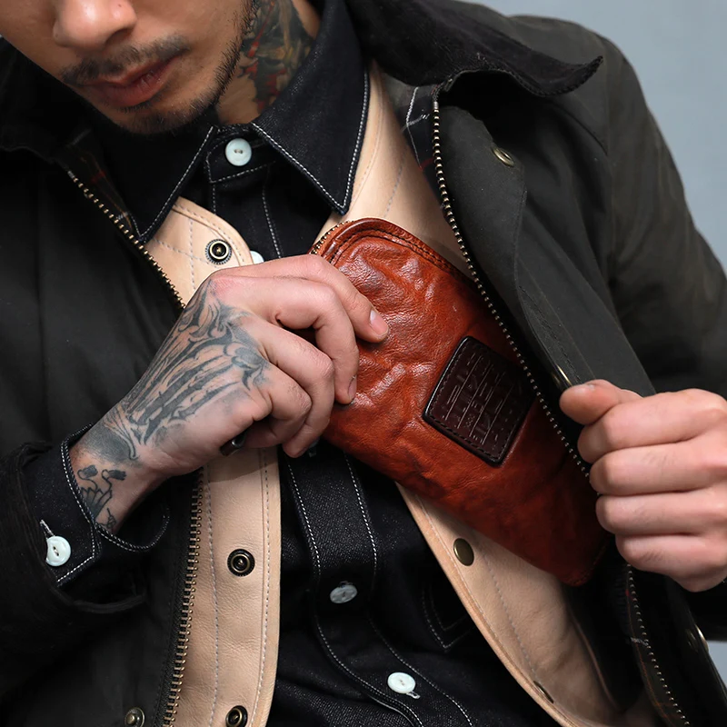 Brieftasche Bill brown Zipper Männlichen Junges Weibliche Schwarzes Clip Lange Handtasche Große Kapazität Rindsleder Bjyl Alte Machen Weiche Persönlichkeit Retro Leder wRqHxAt7