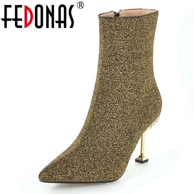 

FEDONAS 2019 Sexy Women High Heels Party Wedding Shoes Woman Pointed Toe Night Club Pumps Autumn Winter High Ladies Shoes Woman