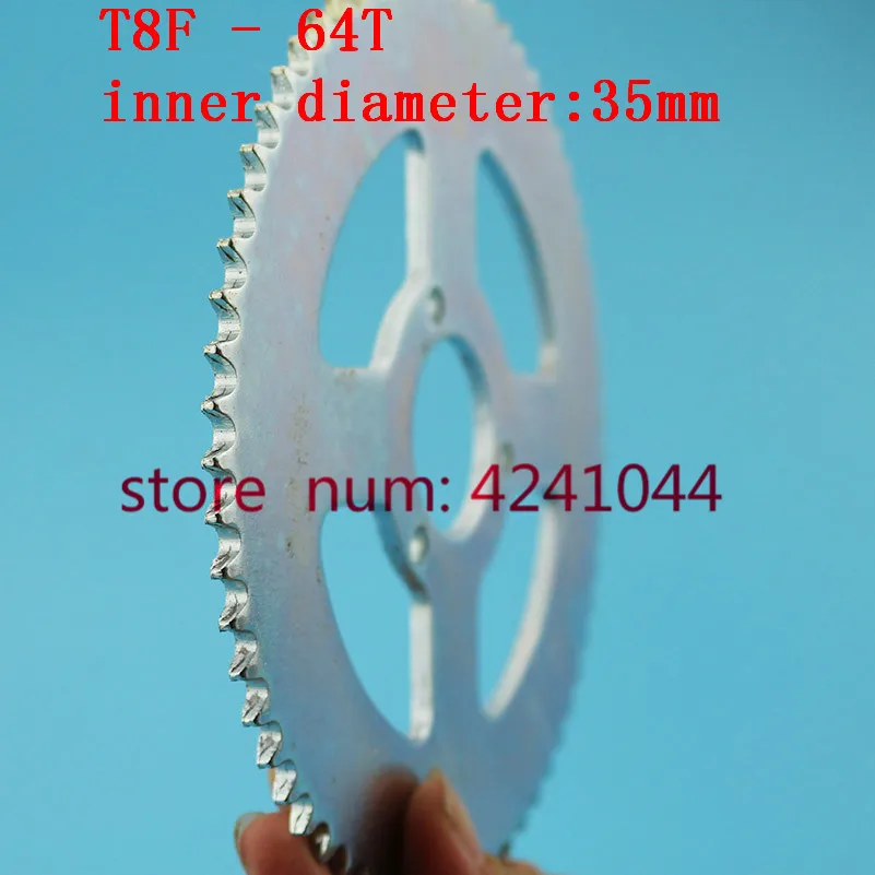 T8F 64T Rear chain Sprocket Silver 35mm 64 Tooth For 47cc 49cc Mini Dirt Baby Cross Motard Bikes Motoparts