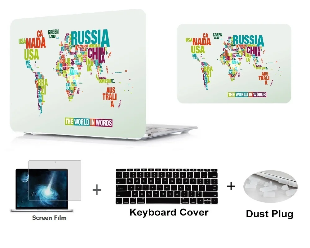 

Hardshell Hard Case With Screen Film Keyboard Skin Cover for Apple MacBook Air 11 13 Pro 13 15 Retina 12 13 15 Touch bar 13 15
