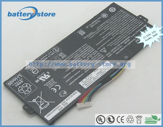 Genuine laptop battery AC15A3J, AC15A8J for ACER Chromebook R11 CB5-132T,ACER Chromebook 11 CB3-131	,11.55V,or10.8V, 3315mAh, 36