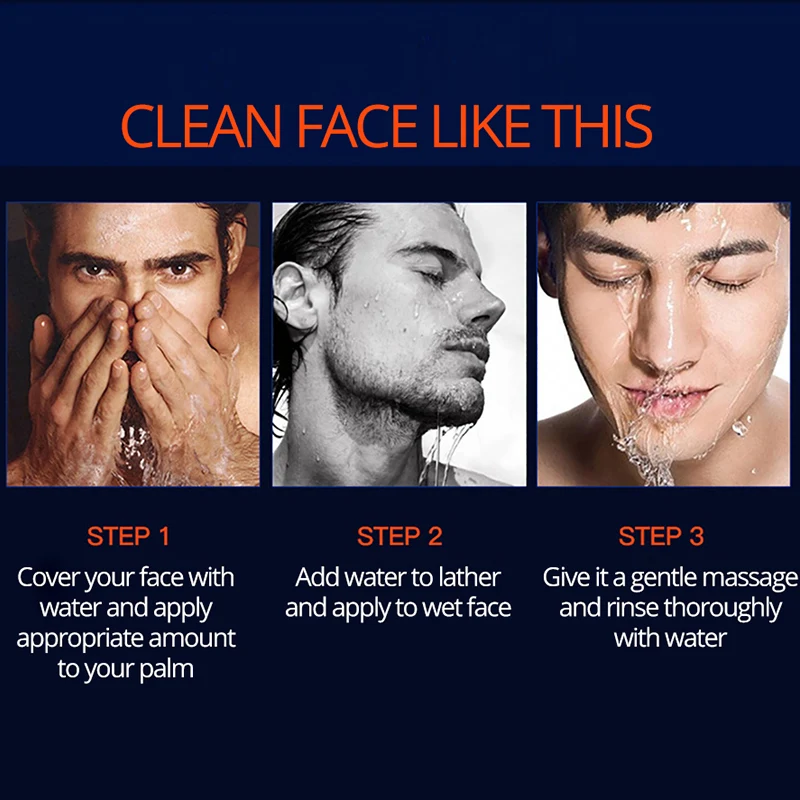 BEACUIR Men Facial Cleanser Anti Acne Oil Control Reduced Pores Face Cleansing Whitening Moisturizing Rich Foaming Skin Care