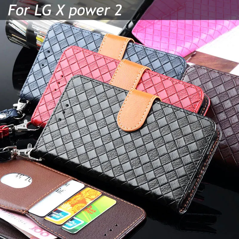 Для lg x power 2 Чехол роскошные ткань линии кожа с подставкой слот для карты бумажник