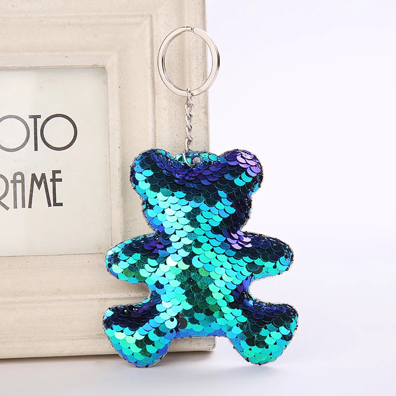 

CRAZYFLY Sequins Bear Keychain Reflective Glossy Cute Chaveiro Keychain Pendant Colorful Sequins Car Bag Keychain Llaveros Mujer