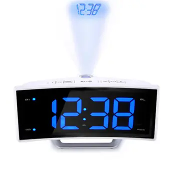

FM Radio Alarm Clock LED Digital Electronic Table Projector Watch Desk Nixie Projection Alarm Clock With Time Projection Mirror