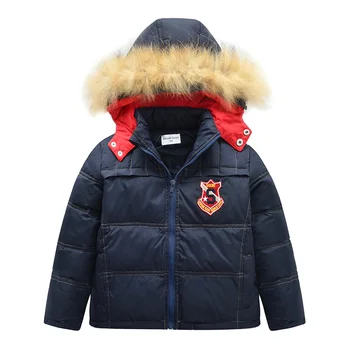

Teenage Red Boys Jackets Children Down Coat Outerwear Winter Kids Cotton Zipper Warm Fur Collar Clothes for 4 6 8 10 12 Years