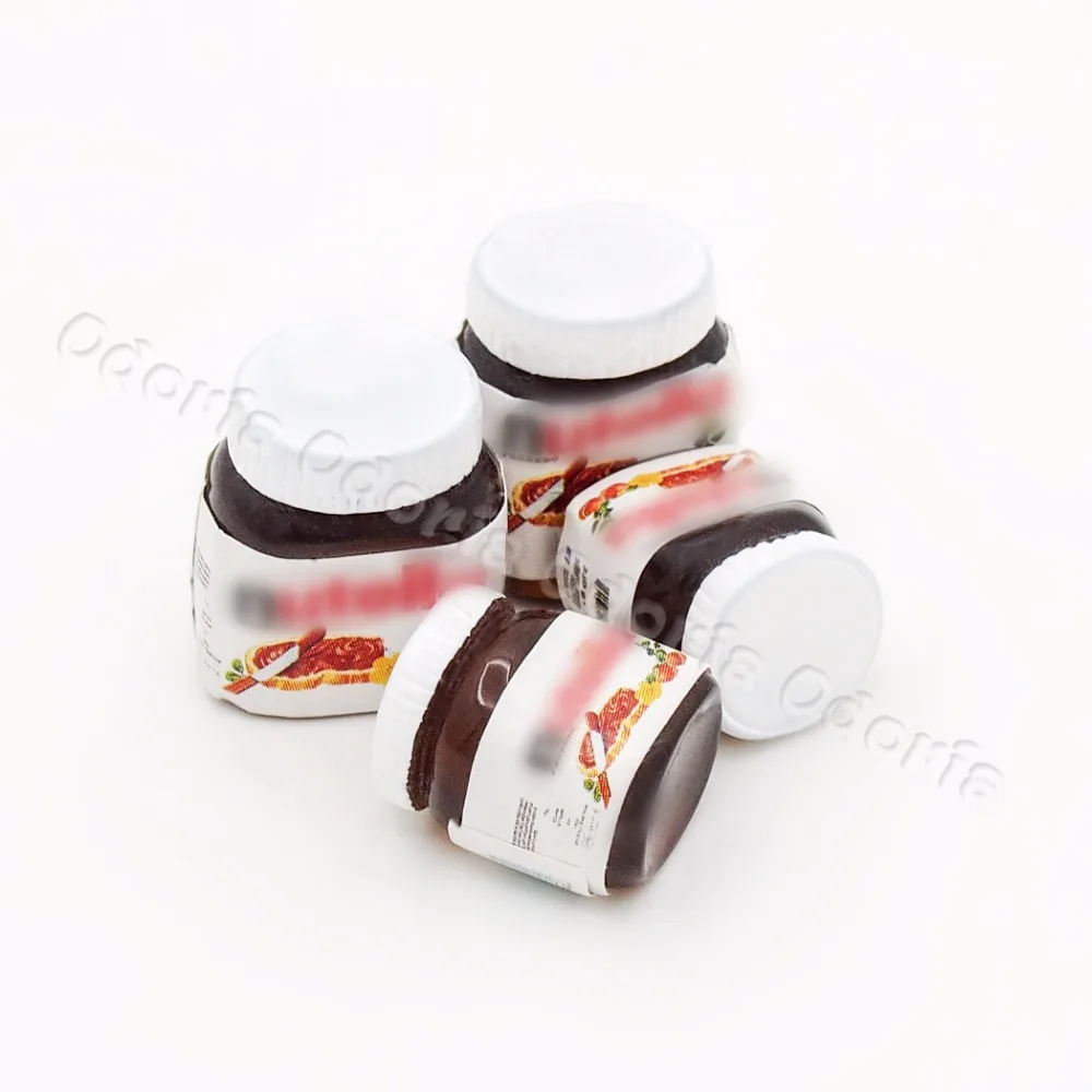 Odoria 1:12 Miniature 4PCS Chocolate Spread Bottles Model 2 Sizes Kitchen Set Dollhouse Accessories Doll House Decoration