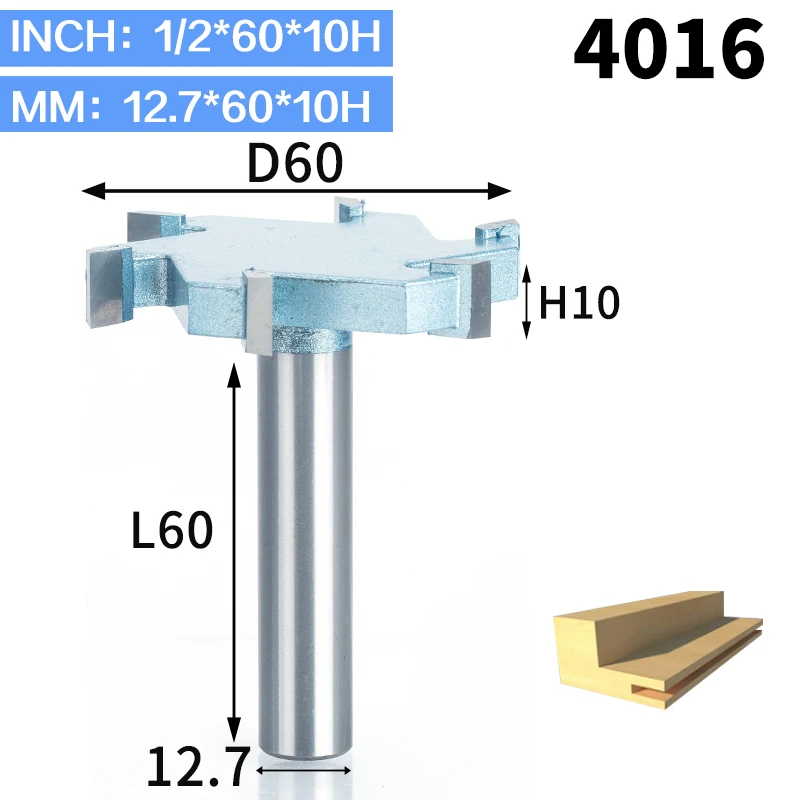 HUHAO 1 шт. 1/" хвостовик Т-образный долбежный деревообрабатывающий резак промышленного класса 6 флейт фрезы для дерева Инструмент Фреза - Длина режущей кромки: 4016