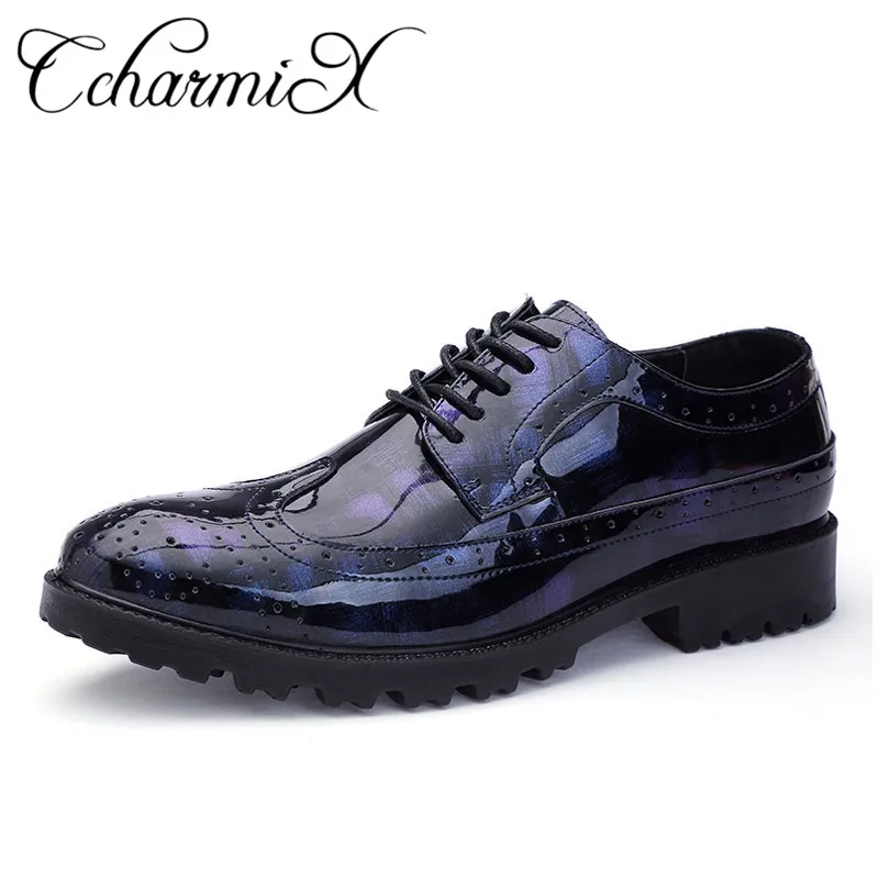 

CcharmiX Mens Formal Shoes Business Mirror Mens Shoes Pointed Toe Men Wedding Dress Shoes Plus Size Office Social Brogues Shoes