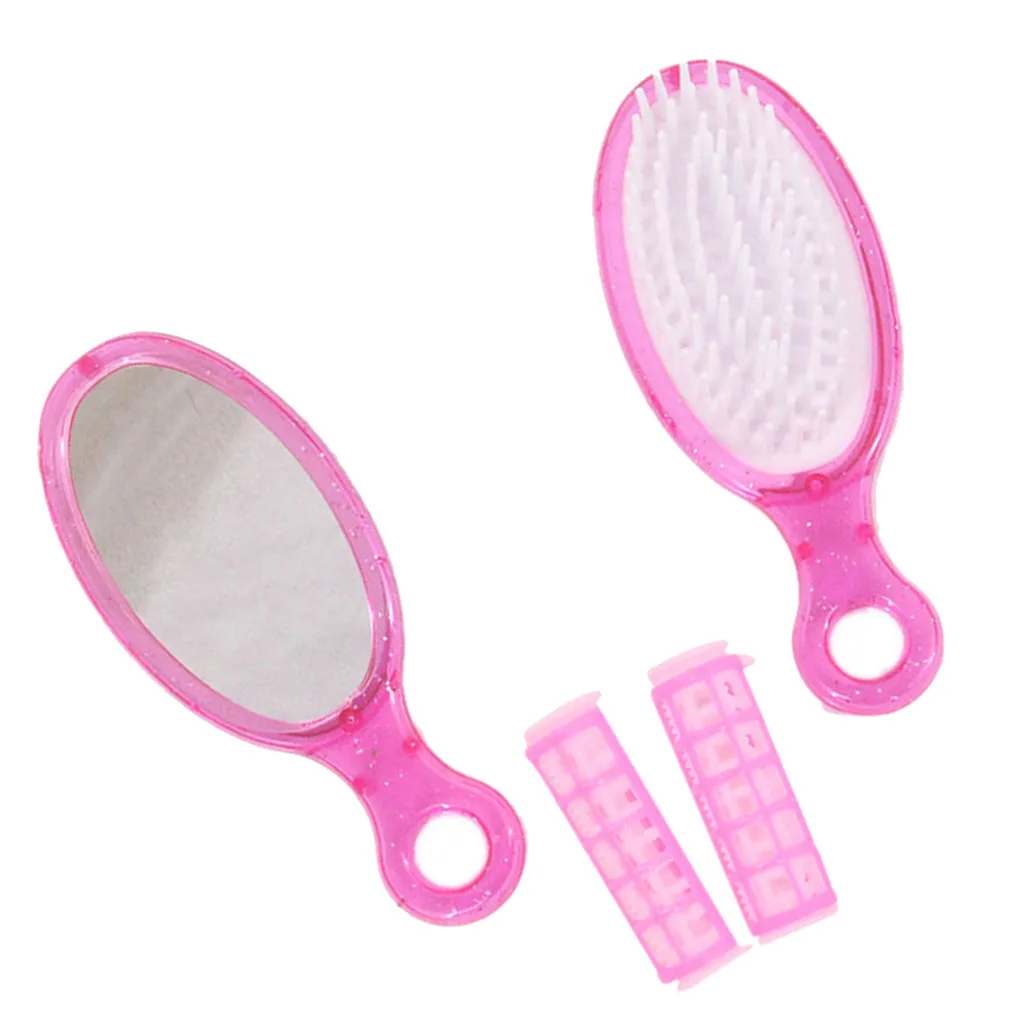 Baby doll Adorable Plastic Hair Roller Curler Brush Mirror Stylist Play Set for American Doll & Other 18-inch Dolls Accessories