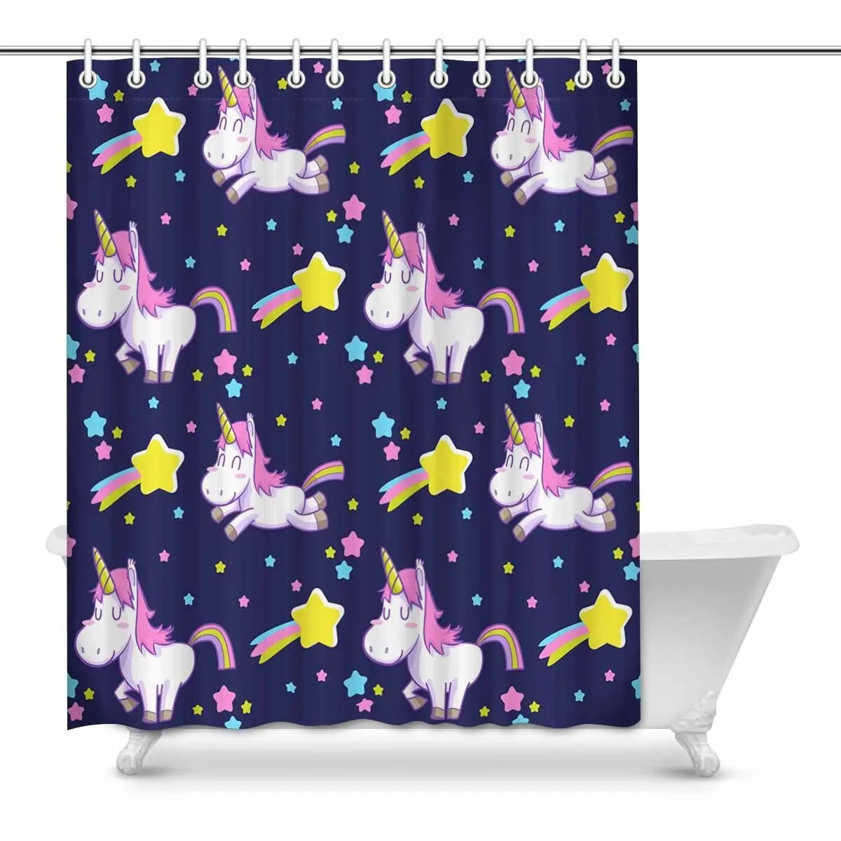 Aplysia Cute Unicorn Bathroom Shower Curtain Accessories 72 Inchesin