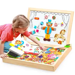 100 + шт 5 стилей деревянный магнитный паззл игрушки Дети 3D головоломка фигурка/Животные/автомобиль/цирк доска для рисования обучения