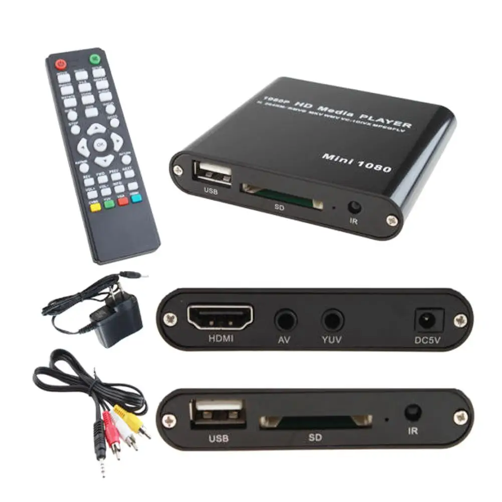 Мультимедийный плеер Full Multi TV HDMI 1080P HD USB SD MMC RMVB MP3 AVI MPEG Divx MKV + автомобильный адаптер