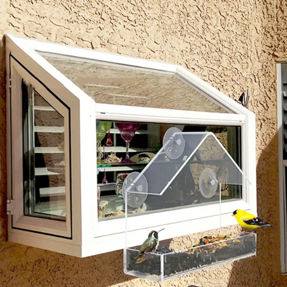 Открытый питатель для птиц съемный питатель с присоской прозрачный дом-образный удобный попугай Lovebird Канарские товары для домашних животных