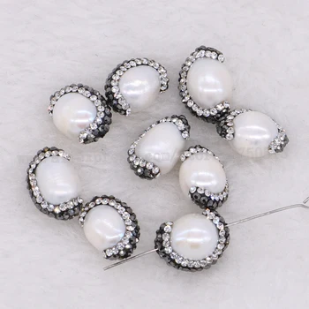 

Pearl beads C shape paved side hole jewelry finding beads Accessories DIY jewelry 1669