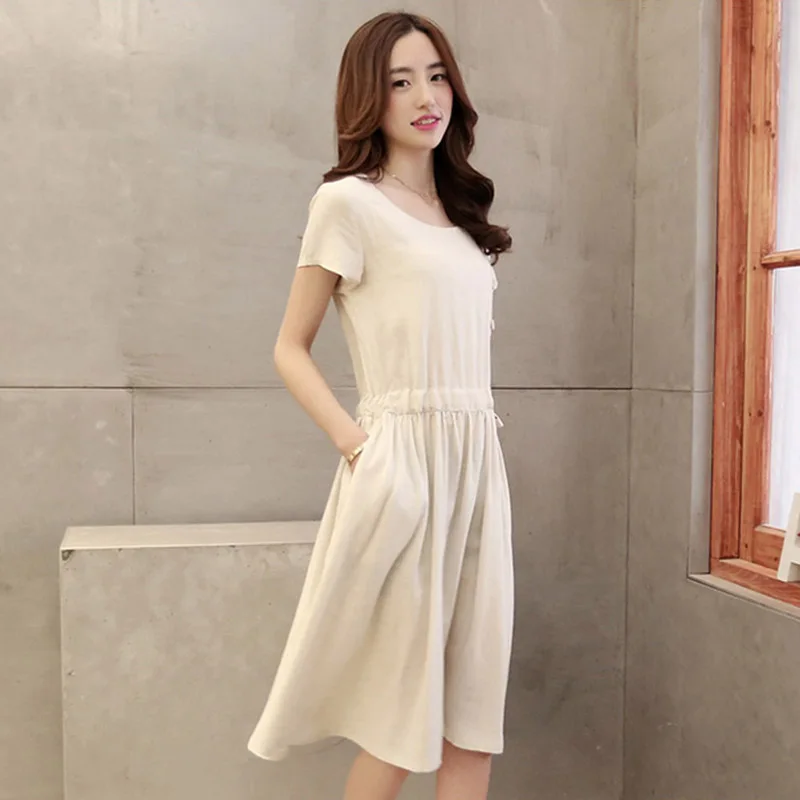 linen side button dress