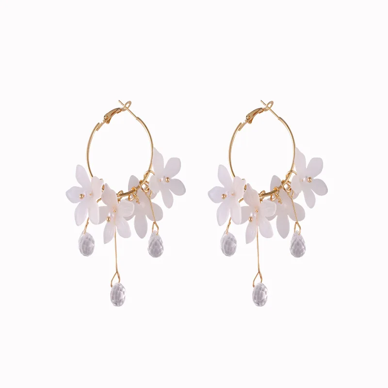 

Tassel Earrings 2019 Trendy Acrylic Water Drop Women Dangle Earrings Crystal Flower Long Pendant Earrings For Women jewelry