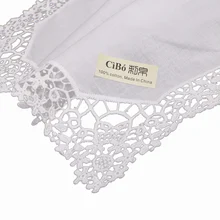 D604: Белый Премиум хлопок кружево носовые платки 120 шт./упак. пустой крючком для женщин/дамы свадебный подарок