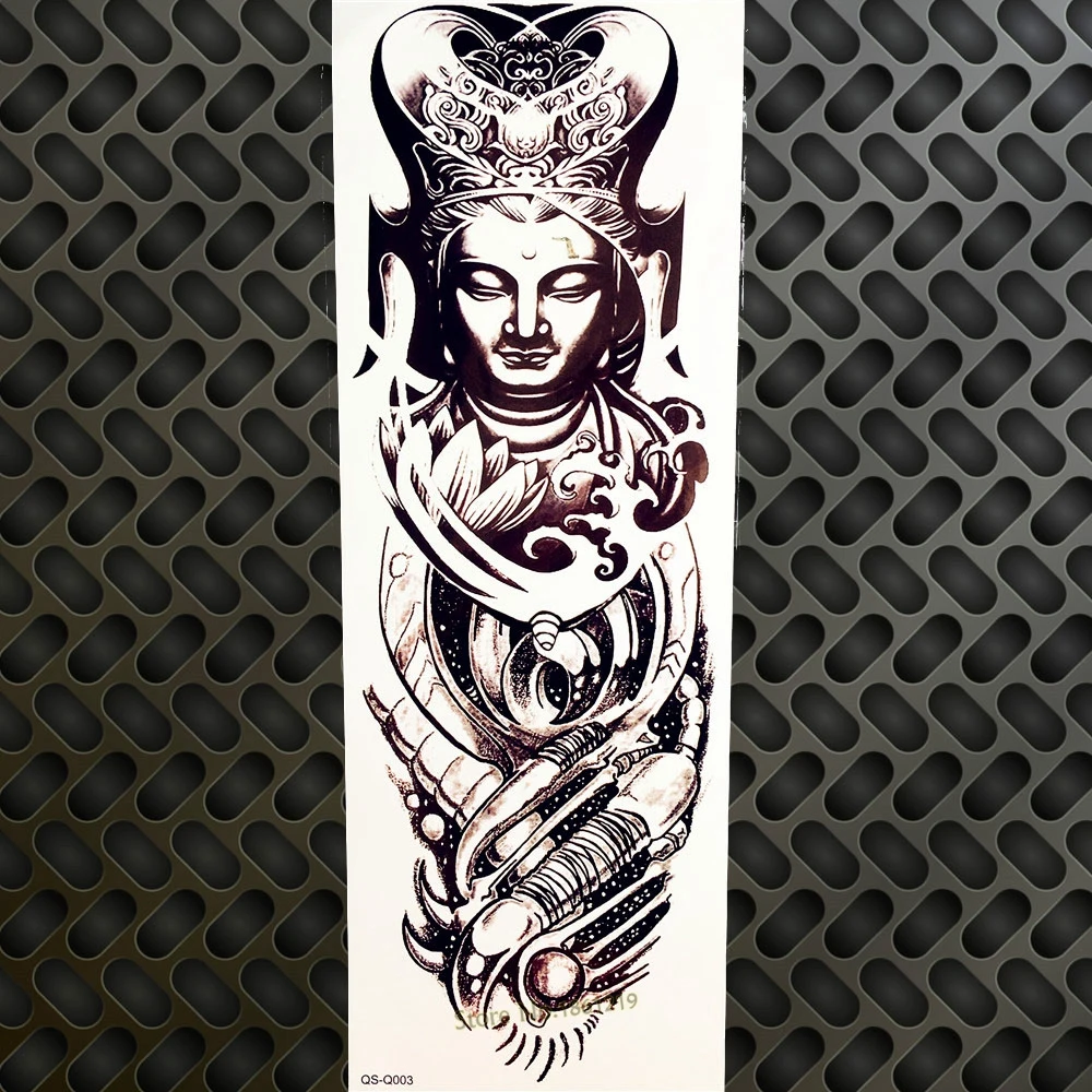 Горячая индийский воин большая полная рука временная татуировка наклейка GQSQ30 Мужчины Женщины переводная вода поддельная Татуировка рукав плечо Череп-Тотем - Цвет: GQSQ003
