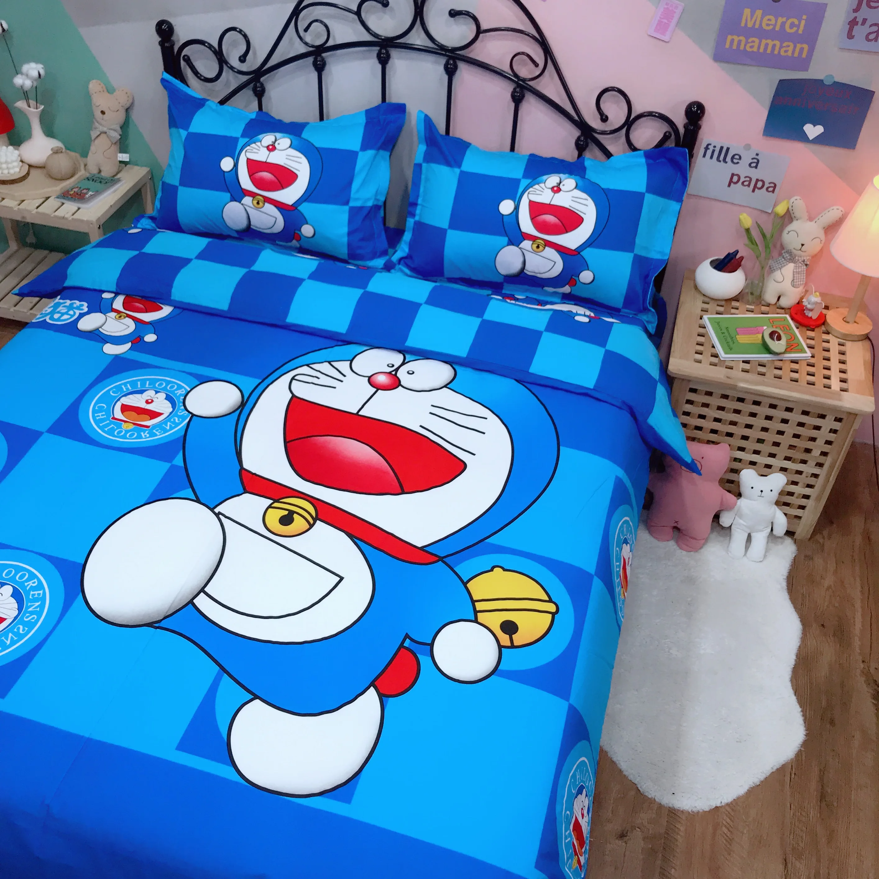 Комплект постельных принадлежностей с рисунком Doraemon детское чистое хлопковое