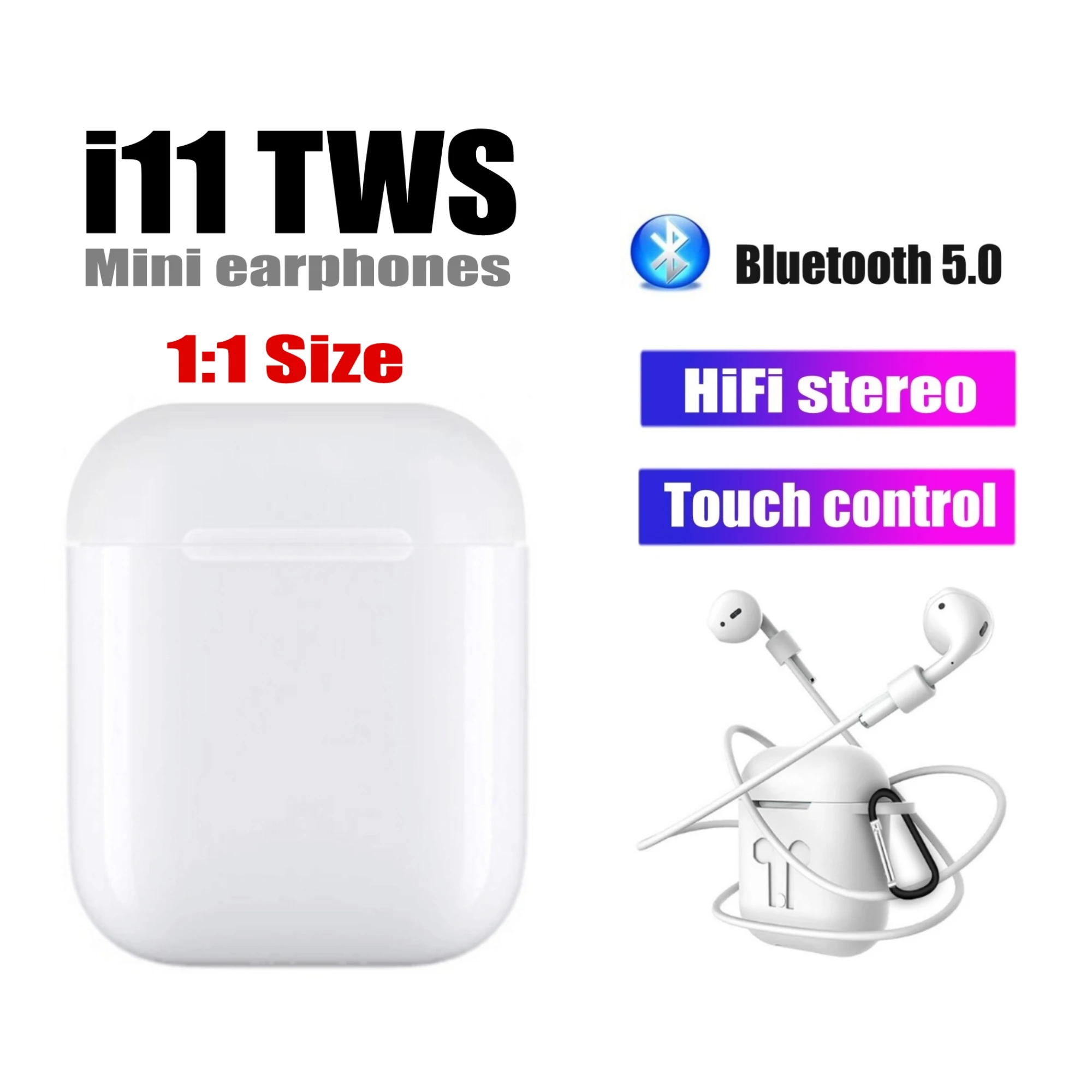 

i11 TWS mini 1:1 size Wireless Bluetooth earphone Earbuds For Iphone xiaomi smart phone as i10 i12 i13 i9s tws+earphone bag