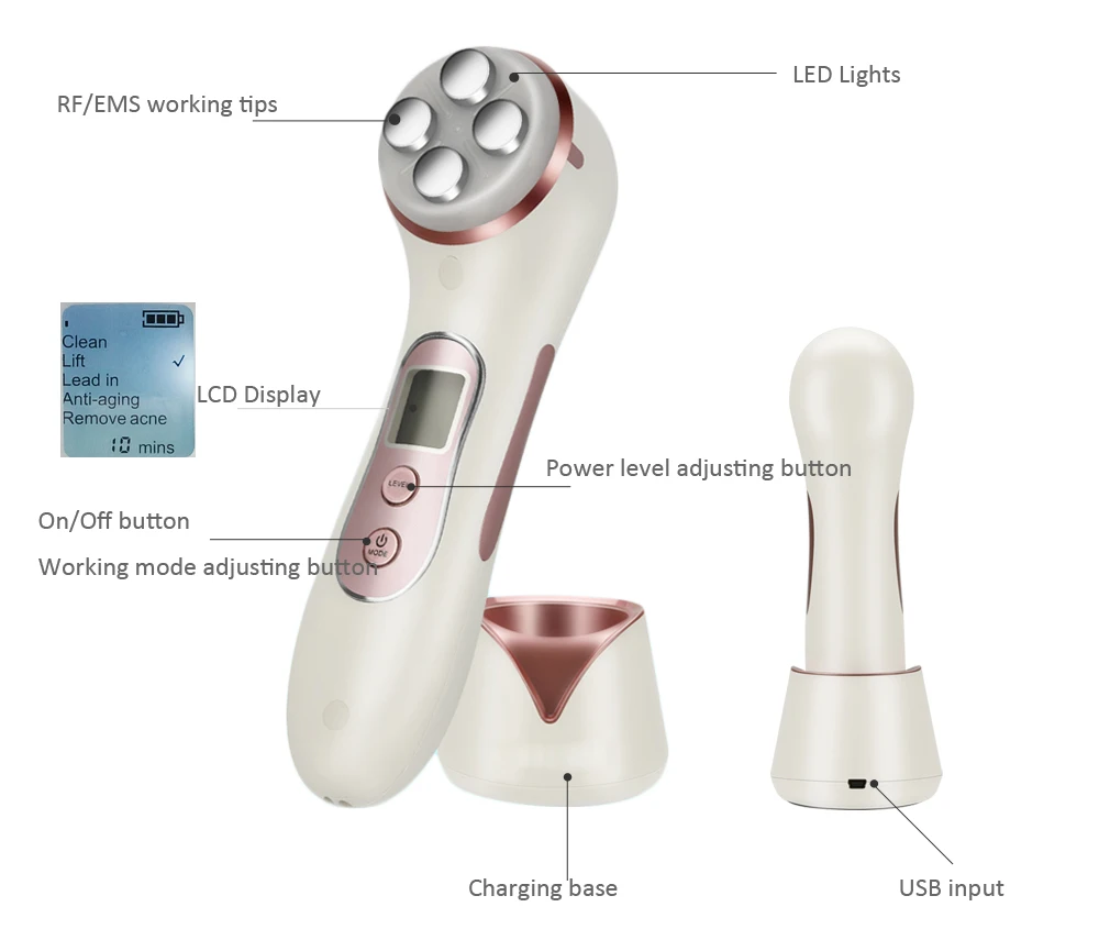 СВЕТОДИОДНЫЙ Прибор для фототерапии омоложение кожи Mouisture подтяжка кожи EMS RF Радио частота уход за кожей лица подтяжки инструменты массаж