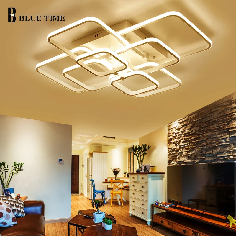 

Blue Time Square Led Ceiling Light 36W 72W 108W Square Kitchen Modern LED Light FixtureLED Modern Led Ceiling Lamp For Bedroom