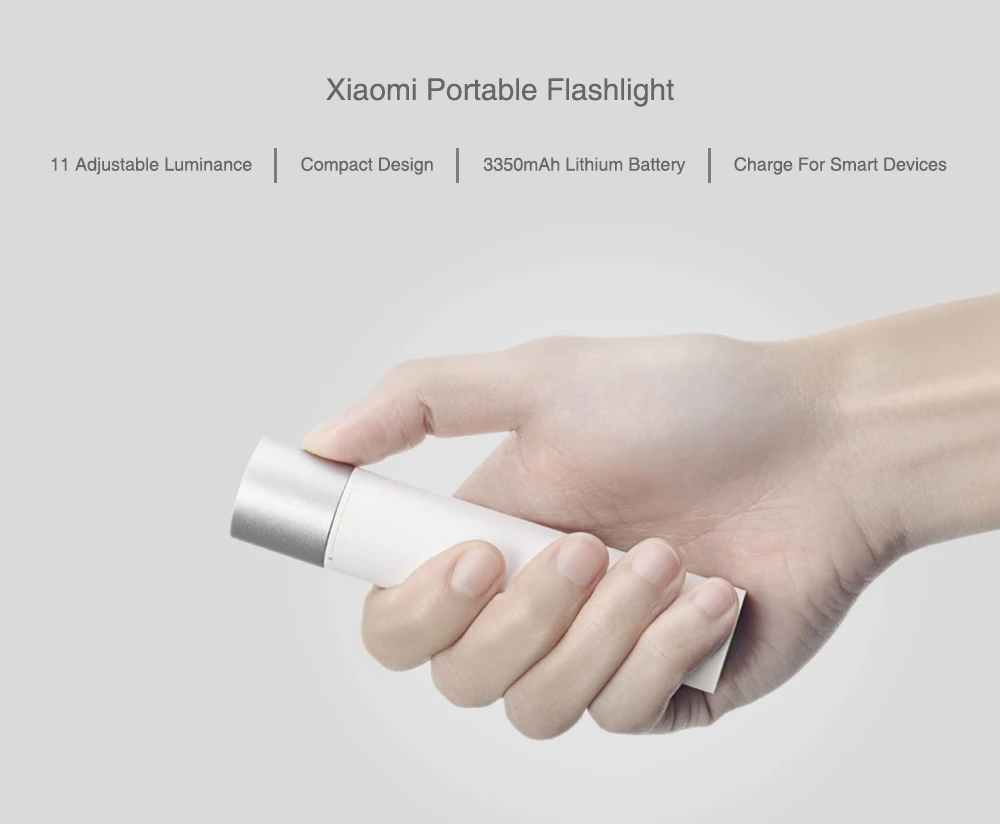Xiaomi 240LM Stepless Dimming 11 Modes 3350mAh USB Rechargeable Mobile Power Mini LED Flashlight