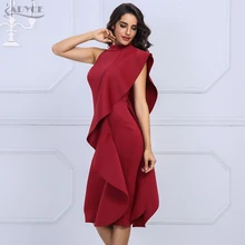 Adyce-vestido de fiesta de la pasarela para mujer, Sexy, rojo vino, sin mangas, con volantes, Midi, ceñido, novedad de verano de 2021