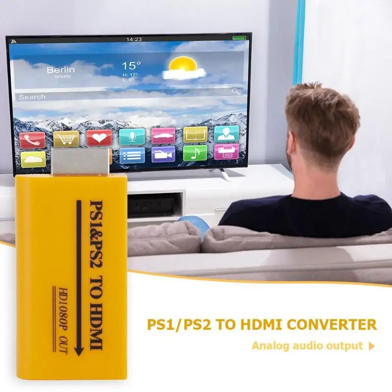 Портативный PS1/PS2 USB к конвертеру HDMI проектор полном цифровом HDMI формате 1080 P аналоговые аудио и видео выходной адаптер