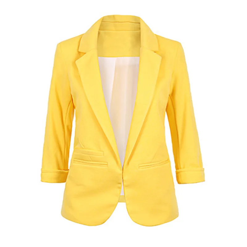 Милый маленький желтый деловой костюм с короткими рукавами, одежда для девочек, Женский блейзер, деловая офисная одежда, женские топы
