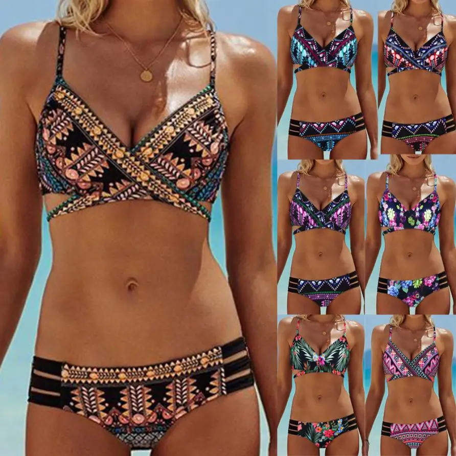 

bikini 2019 Sexy bikini Set Women Bohemia Push-Up Padded Bra Beach swimsuit women bathing suit bathing suit women bikini push up