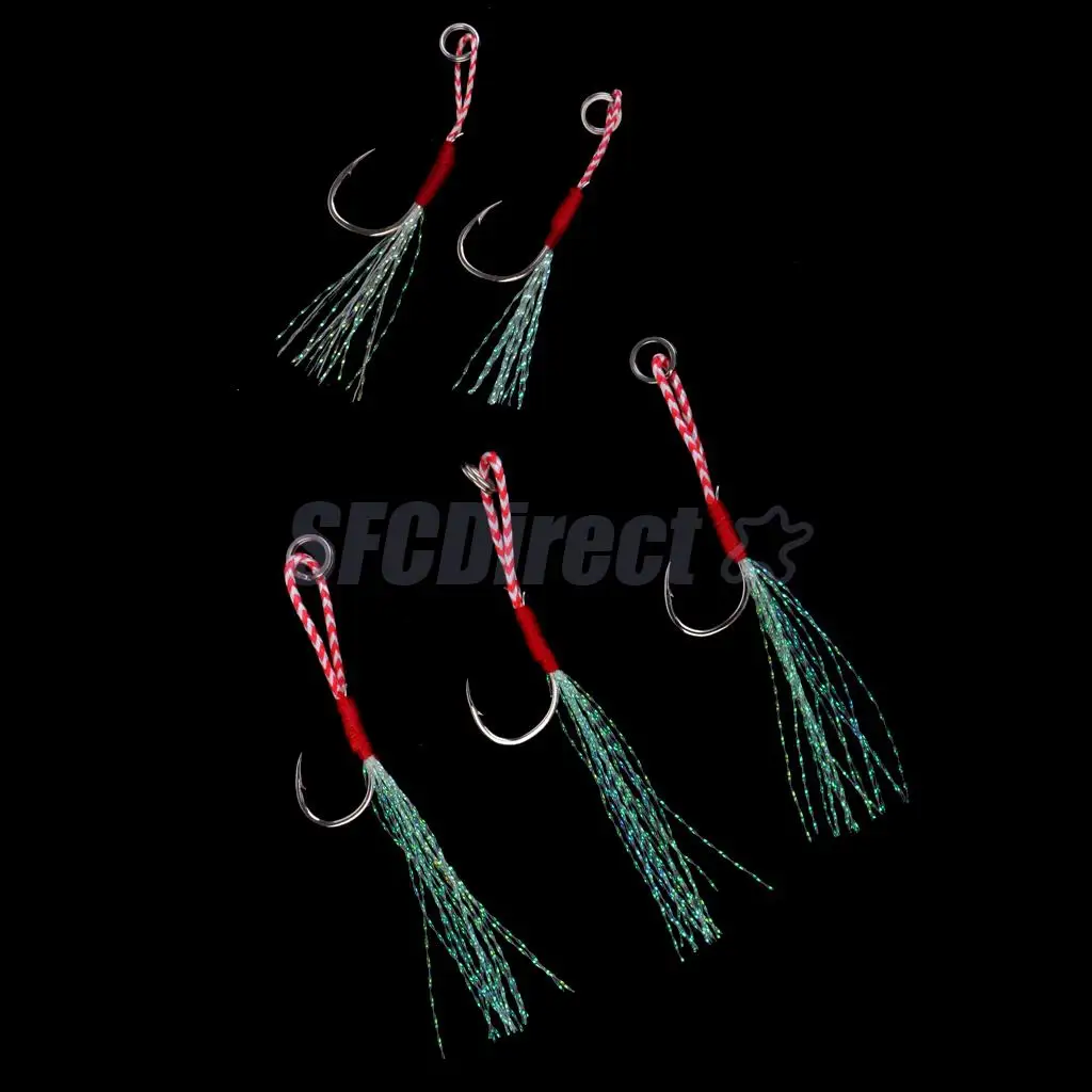 5Pcs Deep Sea Fishing Assist Hooks Worm Barbed Hooks Live Baits Hooks with PE Line 13# 15# 17#
