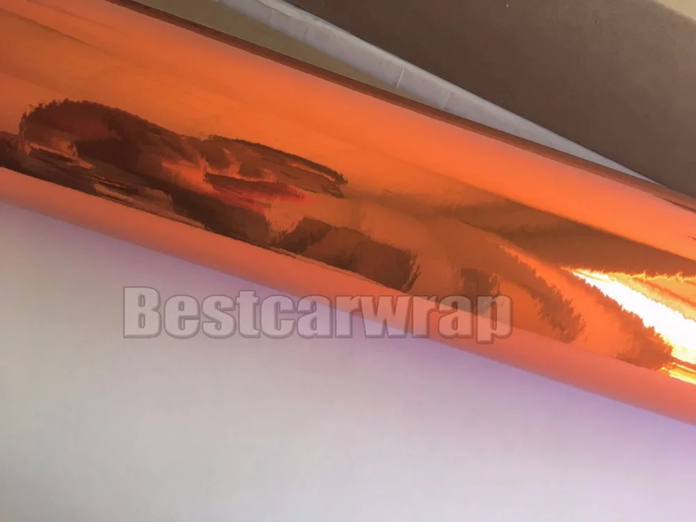 stretchable chrome mirror orange car wrapping film apa hexis vinyl flexible (5)