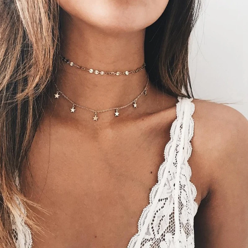 

H:HYDE Bohemian Multi layer Pendant Necklaces For Women Fashion Golden Geometric Charm Chains Necklace Jewelry Wholesale