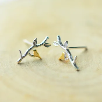 

DreamySky 100% Pure Silver Color Bird Tree Earrings For Women Girls Christmas Gift Brincos Pendientes