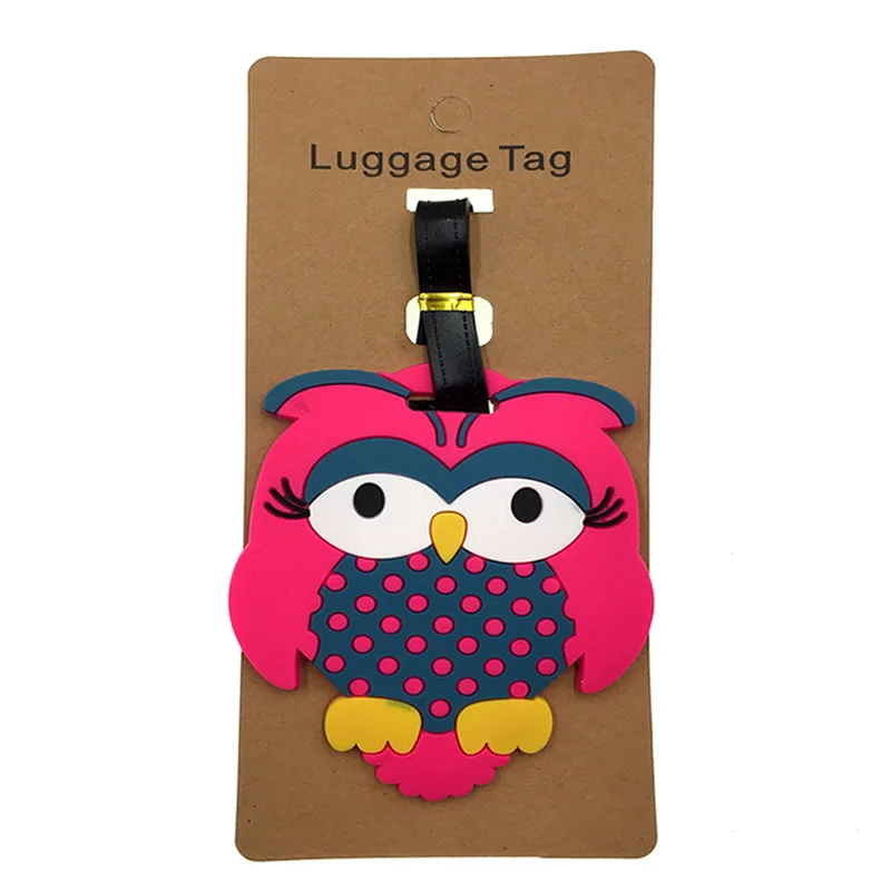 

Cartoon Animal Owl Luggage Tag Travel Accessories Silica Gel Suitcase ID Address Kawaii Holder Portable Baggage Boarding Tag